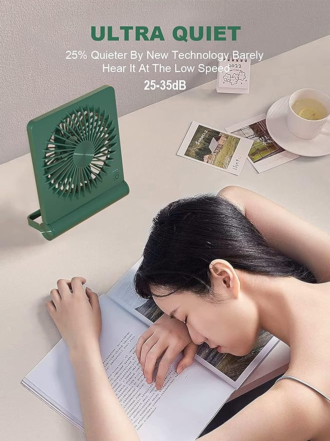 Small Desk Fan,Rechargeable USB Fan Battery Operated,Ultra Quiet, Strong Wind, 3 Speeds Travel Fans