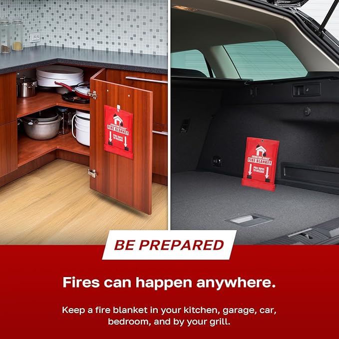 Signature Series Fire Blanket, Flame Suppression Fiberglass Blanket for Home & Kitchen Safety | Ultimate Fire Protection Blankets That Never Expire