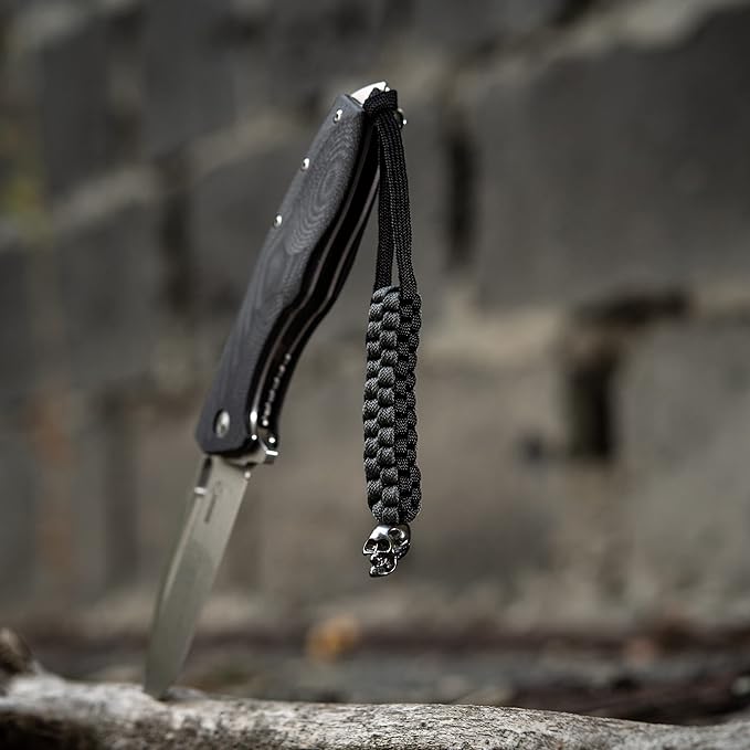 M-Tac Skull Knife Lanyard with Bead – Paracord Lanyard for Knives & EDC – Tactical Knife Fob Pull Cord – Durable Paracord