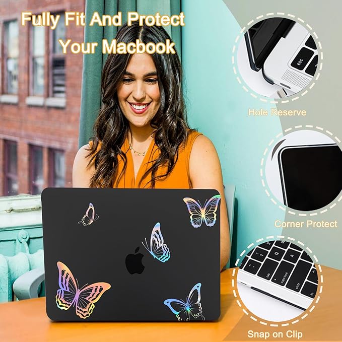 Protective Case for MacBook Pro 15 inch Retina 2012-2015 Release (Model A1398),Durable Plastic Hard Shell Case Cover & Keyboard Cover for Apple Laptop Pro 15.3",Glitter Butterfly
