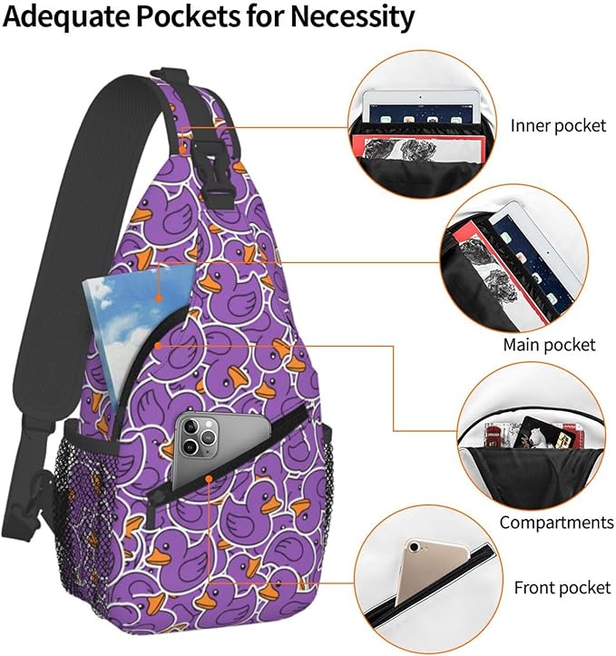 Cute Duck Sling Bag For Women Men Fashion Print Backpack Crossbody Shoulder Bag Sling Backpack Chest Bag Travel Hiking Casual Sport Daypack