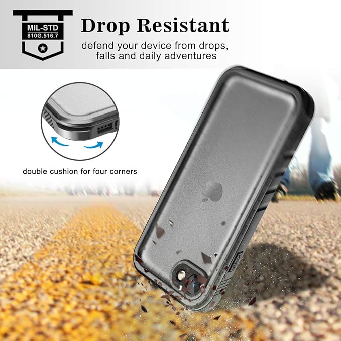 SPORTLINK Waterproof Case for iPhone SE 3rd 2022/iPhone SE 2nd 2020/iPhone 7/8 - Full Body Shockproof Dustproof Phone Screen Protector Rugged Waterproof Case for iPhone SE3/SE2/7/8 (Black)