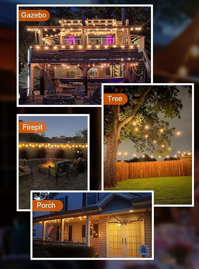 GPATIO Outdoor String Lights, 150FT ST38 Bulbs Shatterproof Patio Lights, Waterproof Dimmable Outside Hanging Light, Connectable LED Outdoor Lights for Backyard, Porch, Party, Garden, Home Decor