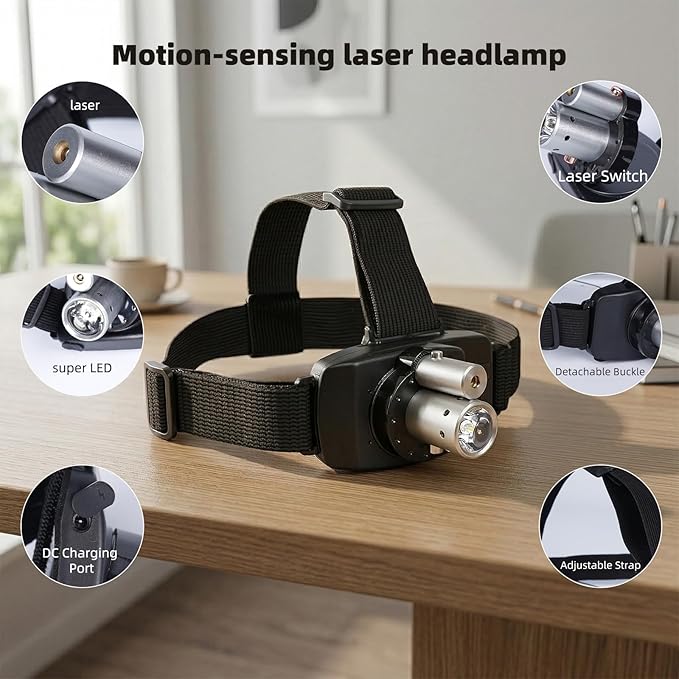 Mustools 2026 New Rechargeable LED Laser Headlamp Physical Therapy Headlamp High Lumens- Lightweight Enhance Professional Physical Therapy with Adjustable Angles Headband Comfortable Easy to Adjust