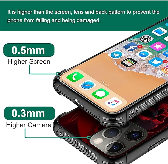 for iPhone 11 Pro Case, Gestures Funny Skull Pattern Graphic Design Girl Boy Soft Silicone Hard Acrylic Shock Protection for iPhone 11 Pro