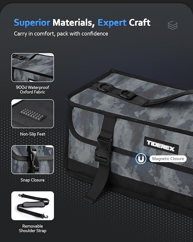 Large Fishing Tackle Bag for Soft Plastic Baits Storage, 20PCS Soft Bait Clear Storage Bag, Fishing Gear Organizer for Weights, Reels & Hooks, 900D Waterproof Oxford Fabric