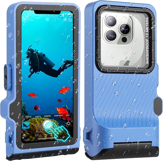 33ft Snorkeling Phone Case, Gen 4 IP68 Waterproof Housing for iPhone 16/15/14/13/12/11 Pro Max Samsung Galaxy S24/S23/S22, Touchscreen Full Protection