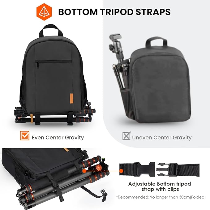 TARION Camera Backpack Bag Small - Professional DSLR Photography Case with 13 inch Laptop Compartment & Waterproof Rain Cover & Bottom Tripod Holder for Men Women Photographers - Black TB-S