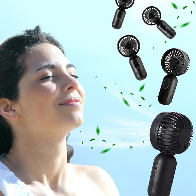 Rossesay 72 Pcs Mini Portable Fan Bulk Cute Handheld Lightweight Small Little Personal Hand Eyelash Fan 3 Speeds USB Rechargeable for Women Men Indoor Outdoor Makeup Travel (Black)