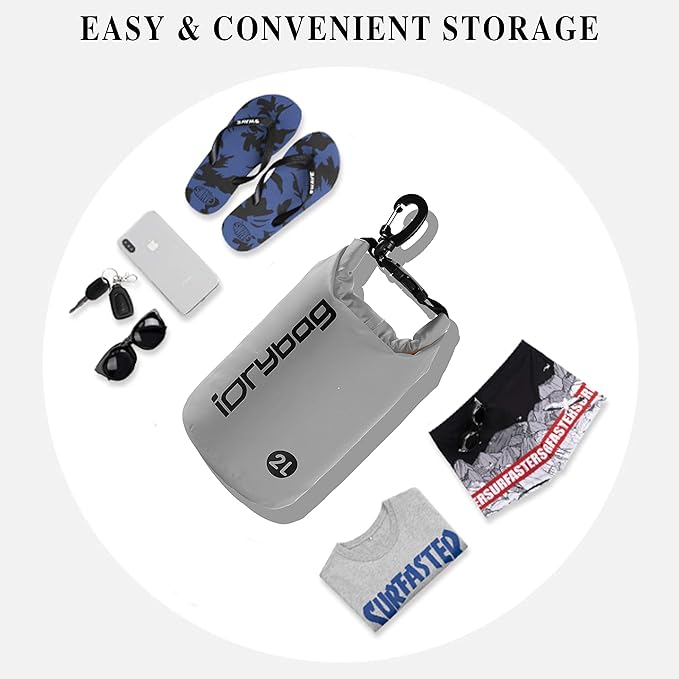IDRYBAG Dry Bag for Kayaking Waterproof 2L/5L/10L/15L/20L, Small Dry Sack Waterproof Bag for Boating