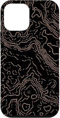 Topography Black & Brown Abstract Pattern Topographic Map Case for iPhone 12 mini