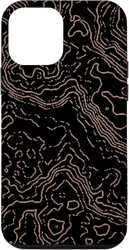Topography Black & Brown Abstract Pattern Topographic Map Case for iPhone 12 mini