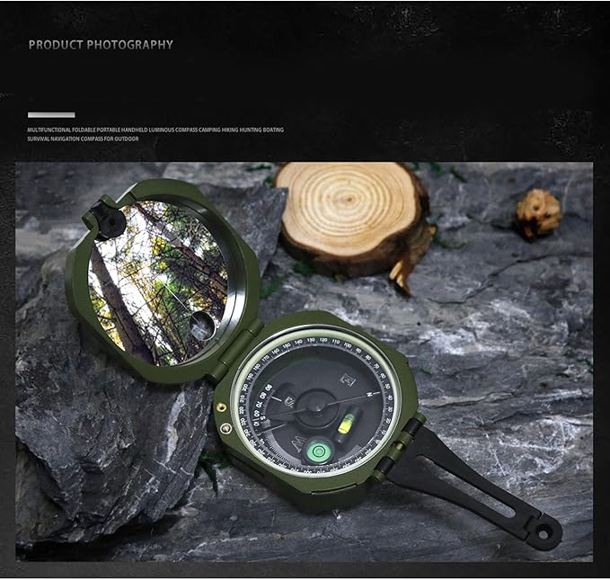 Multifunctional Military Sighting Navigation Compass with Inclinometer,High Accuracy Pointer Navigation Compass, Pouch for Camping, Hiking,Outdoor Adventure