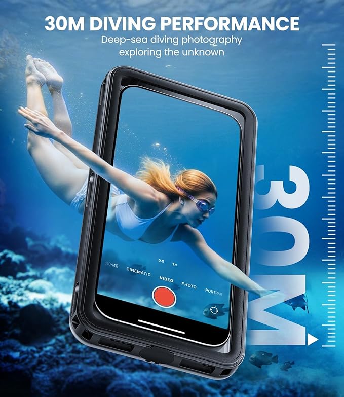 WIFORT Waterproof Phone Case with Lanyard, Underwater Phone Cases for Snorkeling/Diving/Swimming/Filming, IP68 Water Proof Touchscreen Case for All Cell Phones: iPhone/Samsung/Moto/Pixel - Black