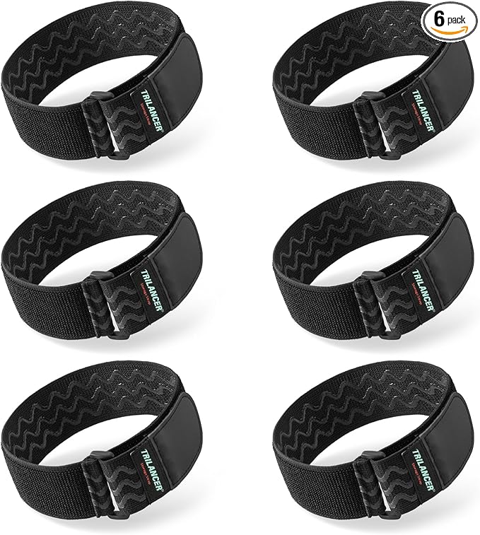 Trilancer Elastic Cinch Straps with Anti-Slip Strips, 14 "x 2" (6 Pack) Multipurpose Hook and Loop Bundling Straps for Hose, Cords, Bike, Luggage, Camping, Yoga Mats