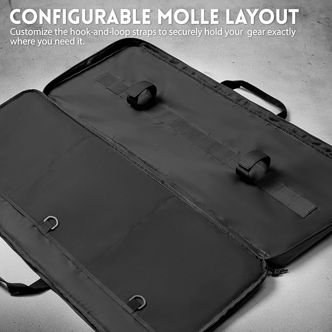 Single Rifle Case Bag, Tactical Padded Soft Gun Case w/MOLLE System, Wide Interior Fits Scoped Rifles, Adjustable Sling, Dual Zipper for Hunting & Range