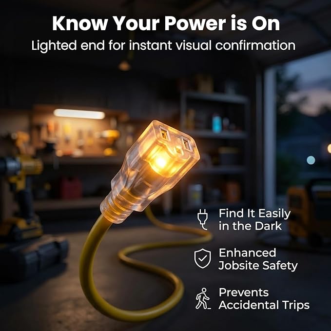 GEARit 100 Ft Extension Cords 10/3 Gauge Outdoor/Indoor SJTW 10 AWG 3 Prong Heavy Duty Power Cable 15A 125V 1875W for Lawn, Garden, Appliances Yellow
