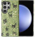 for Samsung Galaxy S24 Ultra Case,HL2 Grass Cat Hybrid 2 Layer Hard Shell Silicone Protective Pattern Design Case