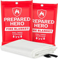 Prepared Hero Emergency Fire Blanket - 2 Pack - Fire Suppression for Kitchen, 39” x 39” Fiberglass Fire Blanket for Home