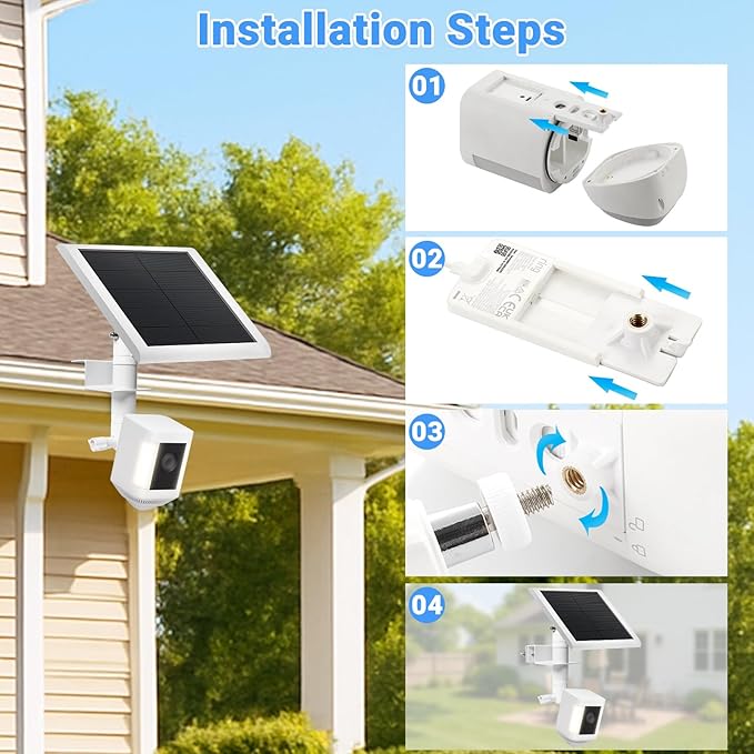 2-in-1 No-Drill Gutter Mount Bracket for Ring Cameras & Solar Panels | 360° Adjustable Outdoor Security Camera Mount, Weatherproof Universal Compatibility