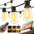 KYY 54FT Solar String Lights Outdoor Waterproof with USB Charging & Remote, Dimmable & Timable, Solar Powered Patio Lights with LED Shatterproof Bulbs for Deck Backyard Porch Garden Camping