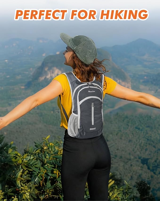 Seektop Small Hiking Backpack Expandable 12L-15L, Lightweight Packable Waterproof Daypack with Phone Pocket for Women Men