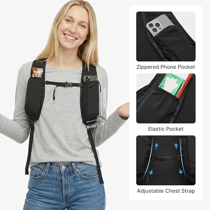 G4Free 20L Hiking Backpack Lightweight Daypack with Phone Pocket Small Packable Foldable Hiking Bag for Women Men, Black