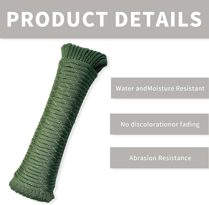 Paracord Rope, Reflective III Parachute Cord 7 Strand Core 550lb, 100ft Army Green - High Visibility Abrasion Resistant Easy to Tie, Multi-Purpose Rope for Camping Survival DIY