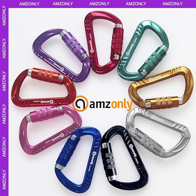 3inch Auto Locking Carabiner Clips Heavy Duty, 12KN /2697lbs Lightweight keychain carabiners, Sturdy Twist Lock Caribeeners for Camping Hiking Hammock Swing Backpack, dog leash and Harness etc