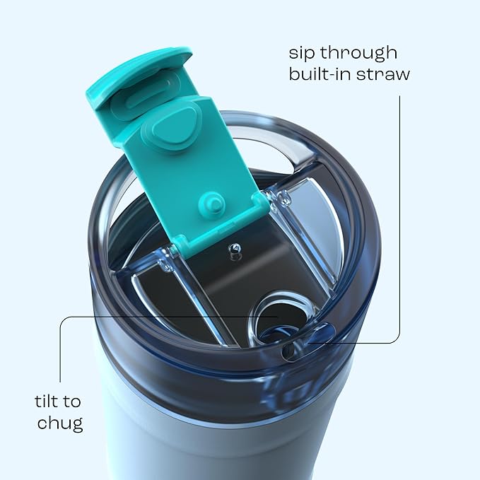 bubba 18 oz Dualsip Insulated Stainless Steel Water Bottle with Straw - Reusable, Leakproof, Lightweight, Dishwasher Safe, Lead-Free and BPA-Free, Daydreamin'