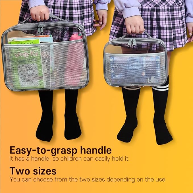 holay 4 Packs PVC Toy Storage Organizer with Zipper, Name Tag & Manual Pocket, Clear Durable Case for Blocks, Clay, Board Games, Travel (Gray, Small)