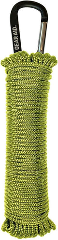 GEAR AID 325 Paracord and Carabiner, Utility Cord for Camping and Hiking, Nav Green, 50 ft