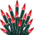 TW SHINE Valentine's Day Red Lights, 20FT 100 Count Incandescent Christmas Mini Tree String Lights, Waterproof Christmas Decorations for Outdoor Indoor Xmas Patio Home Party Garden Yard Decor