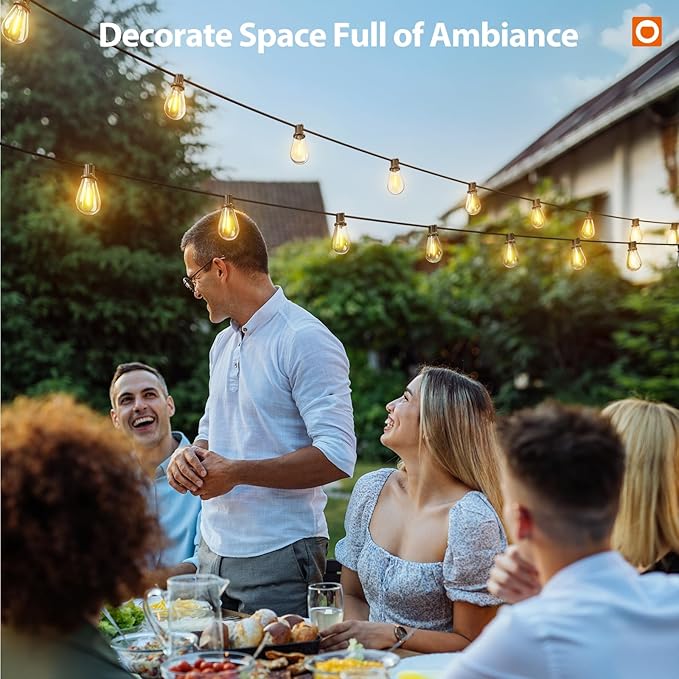 addlon 198FT(192+6) Solar String Lights Outdoor Waterproof 6W Panel with USB Port & Remote Control Solar Powered Patio Lights for Outside with 68 LED Dimmable Bulbs for Porch Garden Deck Halloween