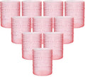YOUBET 24PCS Plastic Drinking Glasses - 14OZ Pink Hobnail Drinkware Glasses - Vintage Glassware Textured Beaded Cups for Water, Beer, Whiskey, Juice and Various Mixed Drinks Mothers Day