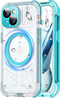 for iPhone 15 Waterproof Case with Magsafe, Built-in [Camera & Screen Protector] [Lanyard], IP68 Water Proof Full Body Dustproof Heavy Duty Frosted Protective Phone Cover, 6.1" Teal