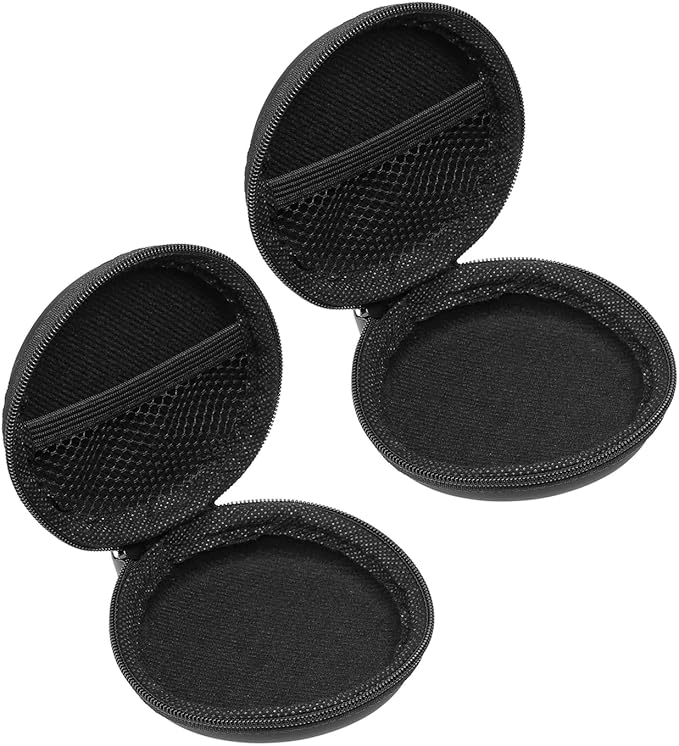PATIKIL 3.54" Diameter Electronic Organizer Case, 2Pcs EVA Hard Waterproof Round Travel Carrying Case with Zipper for Digital Multimeter, Camera, Charger Cord, Earphone, Black