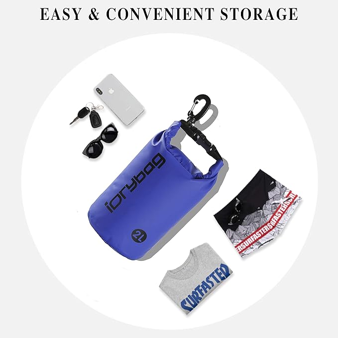 IDRYBAG Dry Bag for Kayaking Waterproof 2L/5L/10L/15L/20L, Small Dry Sack Waterproof Bag for Boating