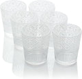 Victoria Clear Set of 6 Premium Acrylic DOF Glass 16 oz – Unbreakable Drinkware with Elegant Embossed Design, Perfect for Indoor & Outdoor Use