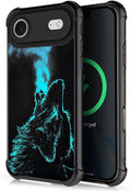 for iPhone 17 Air Case,for MagSafe Graphic Design for Girl Boy Soft Silicone Hard Acrylic Shock Protection Designed for iPhone 17 Air Blue Breathing Wolf Pattern