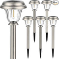 DERAYSION Solar Lights Outdoor Waterproof, Brushed Stainless Steel Glass Solar Pathway Lights, Auto On/Off Long-Lasting Outdoor Solar Lights for Garden, Landscape, Path, Yard 6 Pack