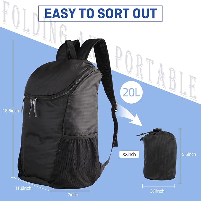 DOVO Hiking Backpack, Waterproof and Wear-resistant Lightweight Backpack Packable,Outdoor Travel Camping Daypack Foldable-PURPLE