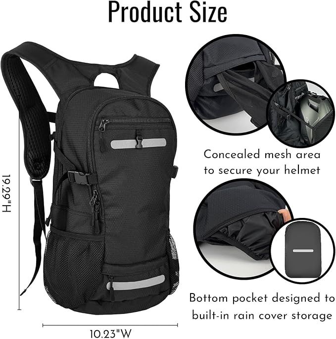 Zavothy 20L Multipurpose Hiking Backpack with 3L Water Bladder – Durable Hydration Backpack with Insulated Bladder Compartment, Hidden Helmet Holder & Rain Cover – for Hiking, Commuting, and Camping