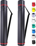 CALPALMY 2-Pack XX-Large Extendable Poster Tubes Expand from 30.5” to 50” with Shoulder Strap | Carry Documents, Blueprints, Drawings and Art | Black Portable Durable Round Storage Cases
