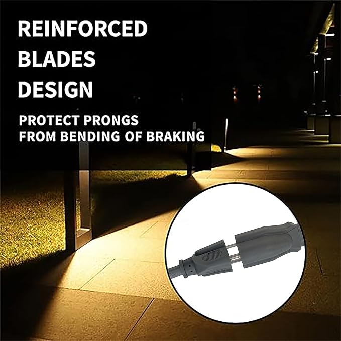 Indoor Outdoor Extension Cord Weatherproof, UL Certified, 16 Gauge 6FT Grey 3 Prong Heavy Duty, 16/3 SJTW 13A Power Cord for Outdoor Lights, Appliances, Lawn