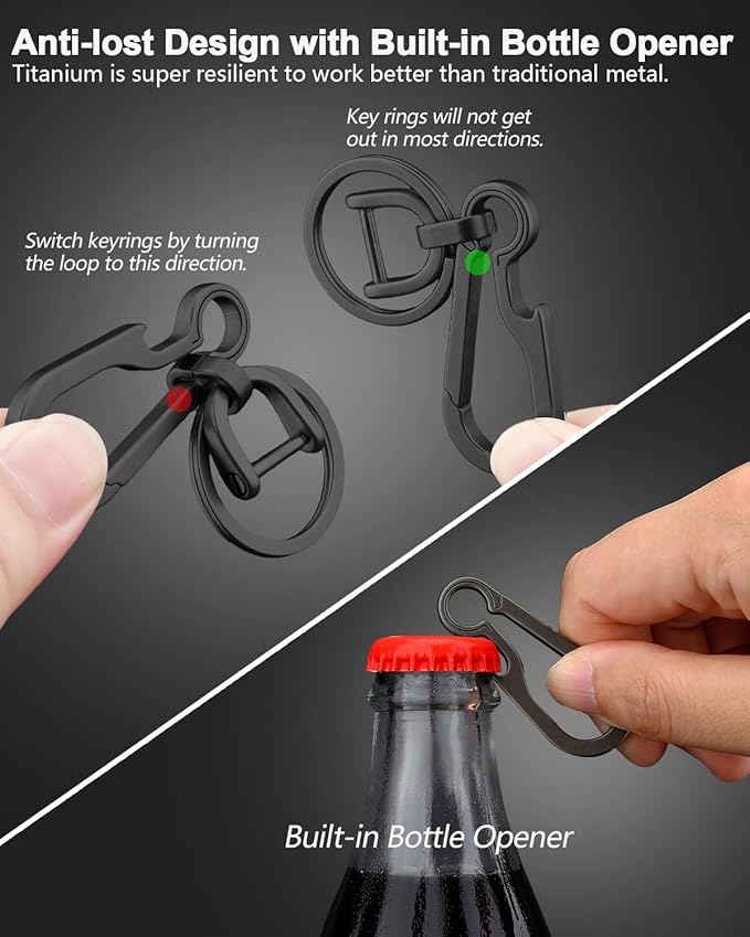 PJYTAC Key Chain Clip Titanium Carabiner Keychain Quick Release Carabiner for Keys Titanium Key Rings Heavy Duty