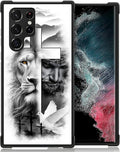 for Samsung Galaxy S22 Ultra Case, Lion Cross Jesus Christ Dove Pattern Graphic Design Girl Boy Soft Silicone Hard Acrylic Shock Protection for Samsung Galaxy S22 Ultra