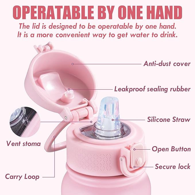 OLDLEY 12oz Kids Water Bottle, Stainless Steel Insulated Water Bottle For Kids, With Straws Leak-proof, Kids Water Bottles For School Boys Girls,Unicorn