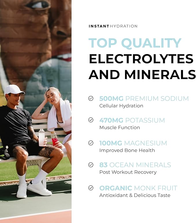 Instant Hydration Electrolytes Powder Packets - Variety Pack - Zero Sugar - Keto, Vegan, Gluten-Free, Non-GMO - Boost Recovery, Brain Function, Muscle & Tissue Health - 12 Sticks