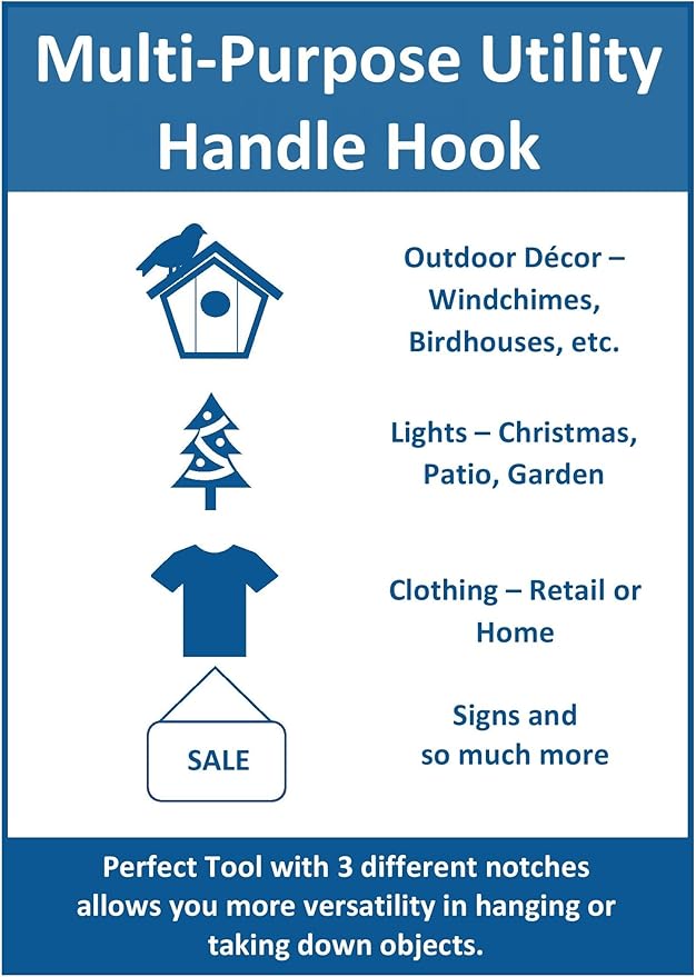 JSP Manufacturing Multi-Purpose Plastic Utility Hook Screw On Pole Attachment (Pole NOT Included) - Hang Christmas Lights, Bird feeders, Sting Lights, Ropes, Boat Lines (2, Yellow)